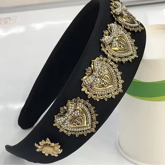 Duchess Chic Black and Gold Embellished Headband - Picture 1 of 4
